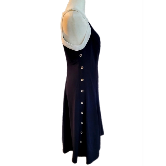 NWT Tommy Hilfiger white trimmed navy halter dress, button accent sides Sz 6 NEW - Picture 4 of 15